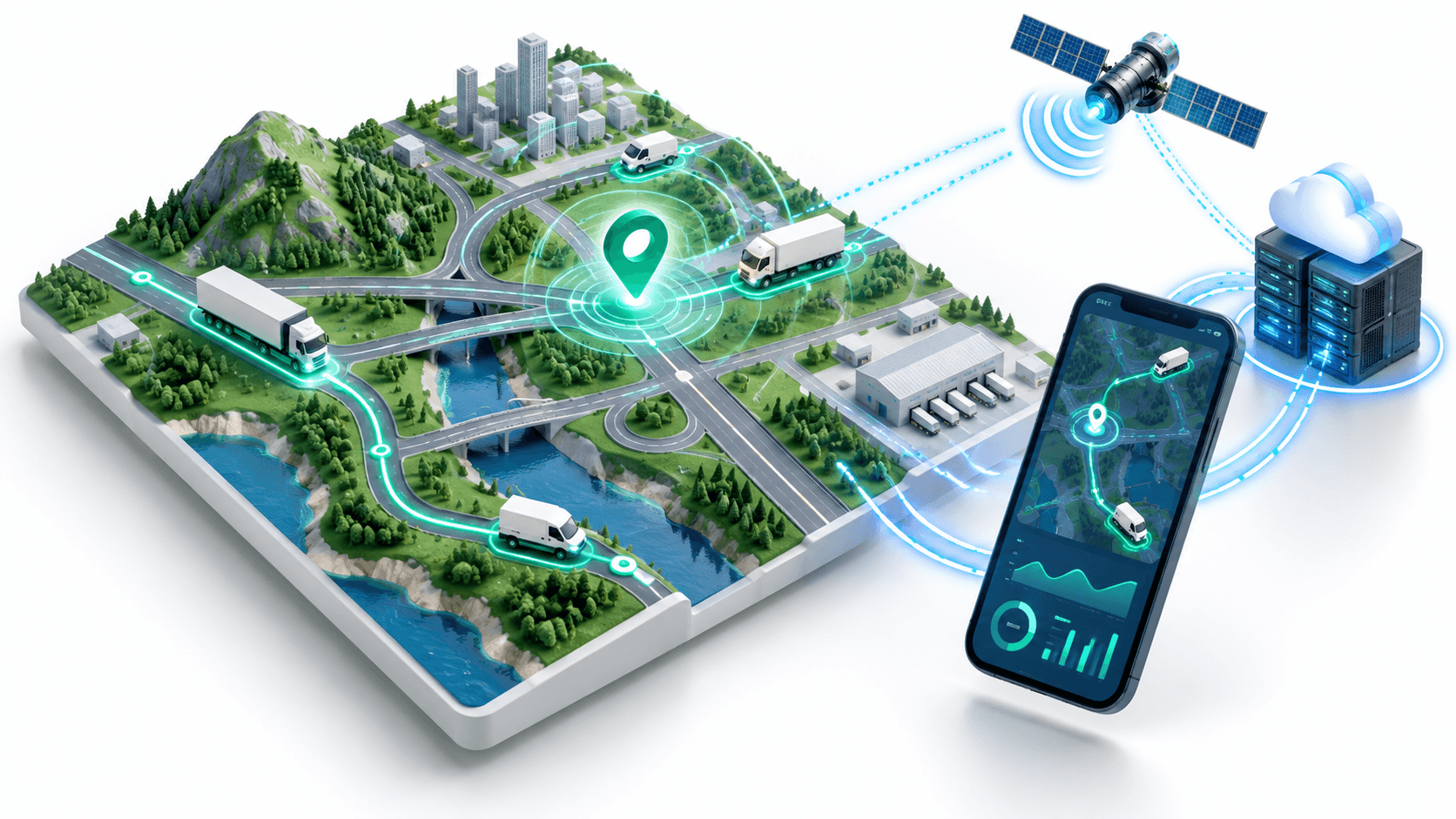 Real-time GPS fleet logistics tracking architecture with Flutter mobile apps and FastAPI WebSockets