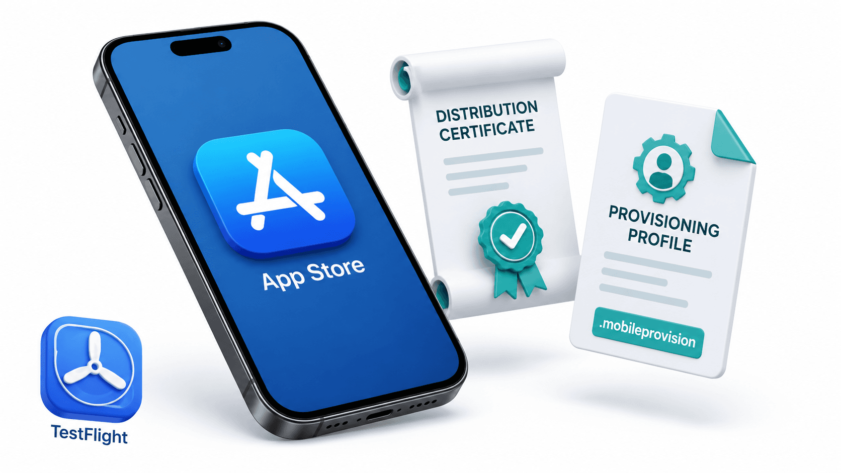 Apple App Store deployment guide for Flutter apps showing code signing, TestFlight and App Review process